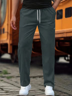 Dark Grey Men's Sport Pants with Drawstring Waist & Side Pockets