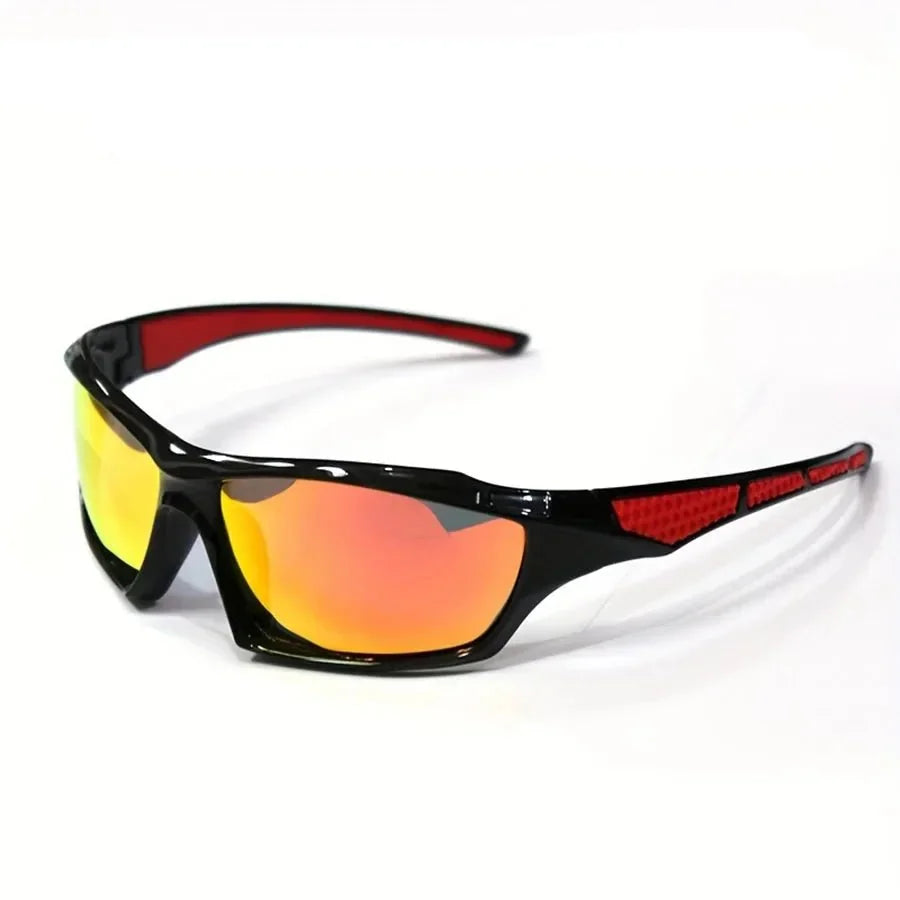 Men's Polarized Sunglasses with UV400 Protection & Sport Wraparound Frame - Red Flat Angle Studio