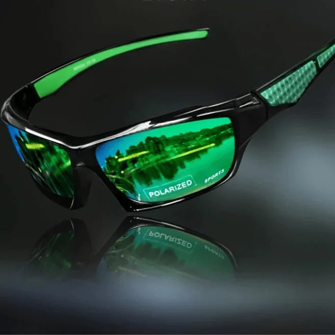 Green Men's Polarized Sunglasses with UV400 Protection & Sport Wraparound Frame