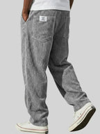 Grey Men's Corduroy Pants with Elastic Waist & Straight Fit — Nathan