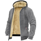 Grey Men's Lined Jacket with Hood & Ribbed Cuffs