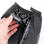 Black Men's Waterproof Shoe Covers with Non-Slip Sole & Zip Closure - Zipper Closure Detail