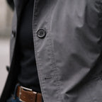 Grey Men's Waterproof Trench Coat with Structured Collar & Button-Front Closure — Wesley - Button Close Up