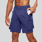Royal Blue Blue Men's Zip Pocket Cargo Shorts Pants — Caleb Quick-Dry Hiking Tactical - Pocket Detail