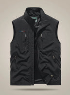 Men's Lightweight Gilet with High Collar & Zip Pockets - Flat Lay