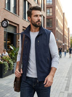 Blue Men's Lightweight Gilet with High Collar & Zip Pockets