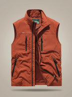 Men's Lightweight Gilet with High Collar & Zip Pockets - Flat Lay