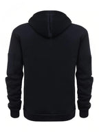 Men's Hooded Jacket with Zip-Up Front & Multi-Pocket Design - Back Full
