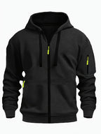 Men's Hooded Jacket with Zip-Up Front & Multi-Pocket Design - Front Full