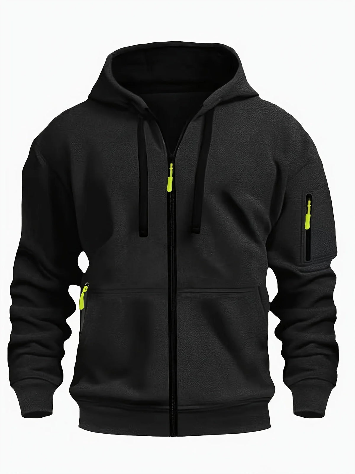 Men's Hooded Jacket with Zip-Up Front & Multi-Pocket Design - Front Full