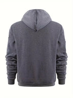 Men's Hooded Jacket with Zip-Up Front & Multi-Pocket Design - Back Full