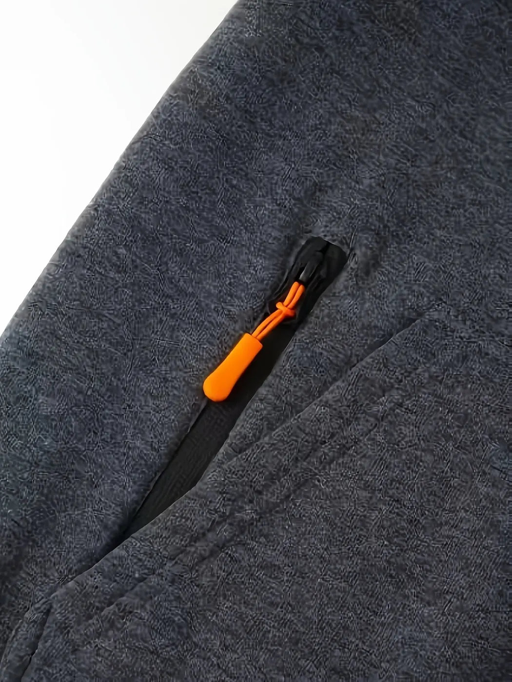 Men's Hooded Jacket with Zip-Up Front & Multi-Pocket Design - Close Up Zipper Pocket