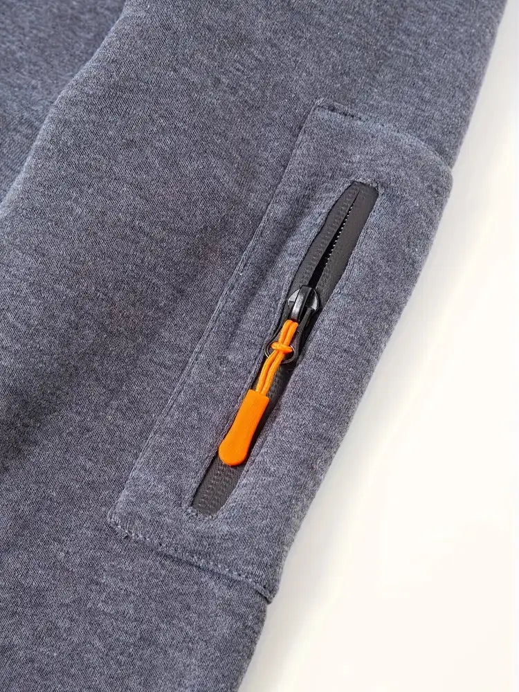 Men's Hooded Jacket with Zip-Up Front & Multi-Pocket Design - Sleeve Pocket Detail