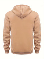 Men's Hooded Jacket with Zip-Up Front & Multi-Pocket Design - Back Full Alt