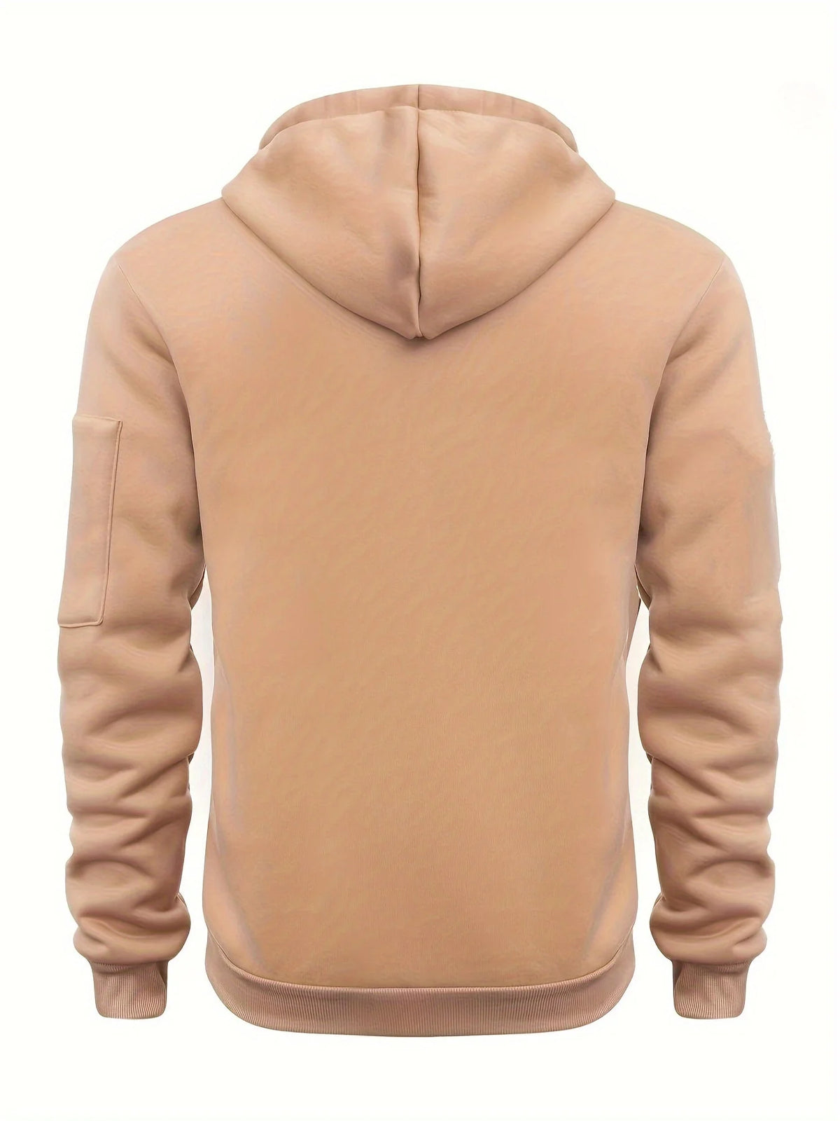 Men's Hooded Jacket with Zip-Up Front & Multi-Pocket Design - Back Full Alt