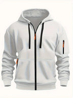 Men's Hooded Jacket with Zip-Up Front & Multi-Pocket Design - Front Full Alt