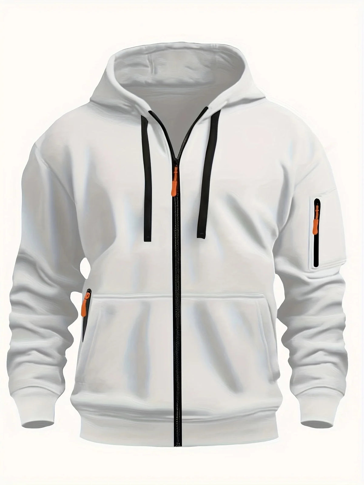 Men's Hooded Jacket with Zip-Up Front & Multi-Pocket Design - Front Full Alt
