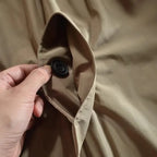 Men's Mid-Length Button-Front Coat with Turn-Down Collar & Side Pockets - Button Hole Close Up