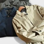 Men's Mid-Length Button-Front Coat with Turn-Down Collar & Side Pockets - Folded Color Lineup