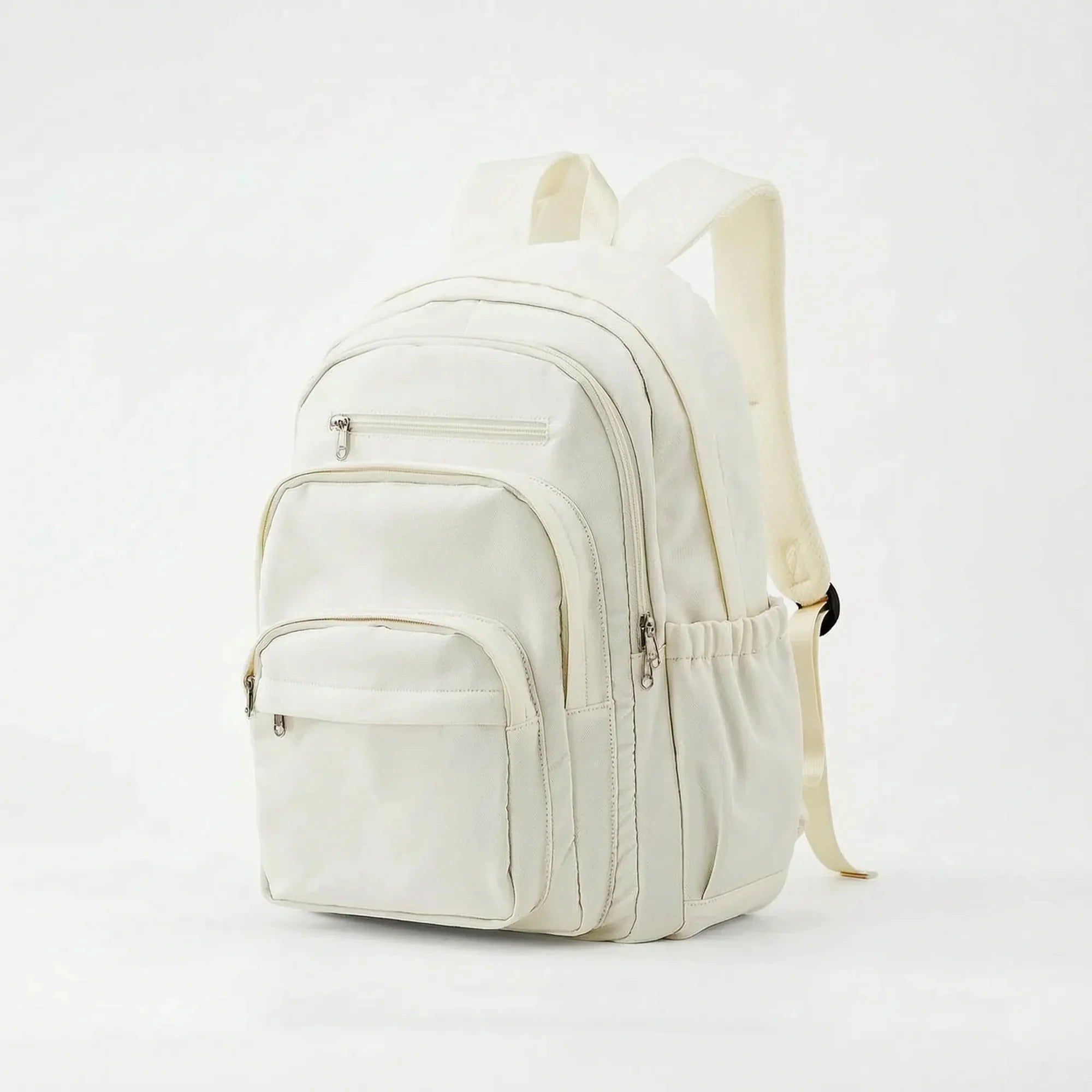 Beige Women's Everyday Multi Pocket School Backpack with Adjustable Straps