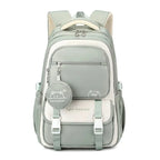 Green Women's Multi Pocket School Backpack with Coin Purse & Adjustable Straps — Pippa