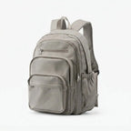 Grey Brown Women's Everyday Multi Pocket School Backpack with Adjustable Straps - Studio Side Pose