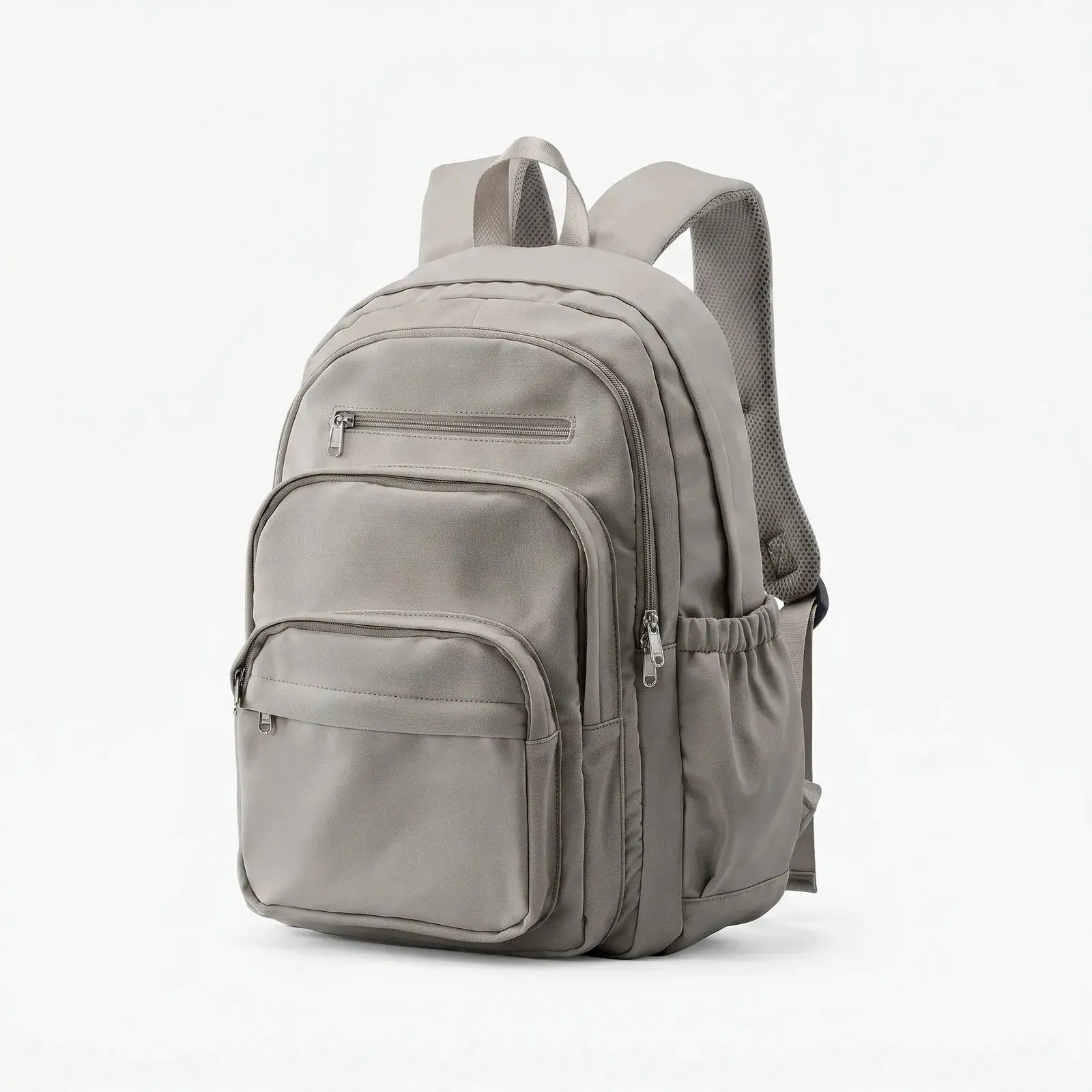Grey Brown Women's Everyday Multi Pocket School Backpack with Adjustable Straps - Studio Side Pose
