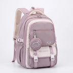 Purple Women's Multi Pocket School Backpack with Coin Purse & Adjustable Straps — Pippa - Front Studio