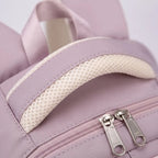 Purple Women's Multi Pocket School Backpack with Coin Purse & Adjustable Straps — Pippa - Handle Zipper Detail