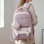 Purple Women's Multi Pocket School Backpack with Coin Purse & Adjustable Straps — Pippa - Worn Lifestyle