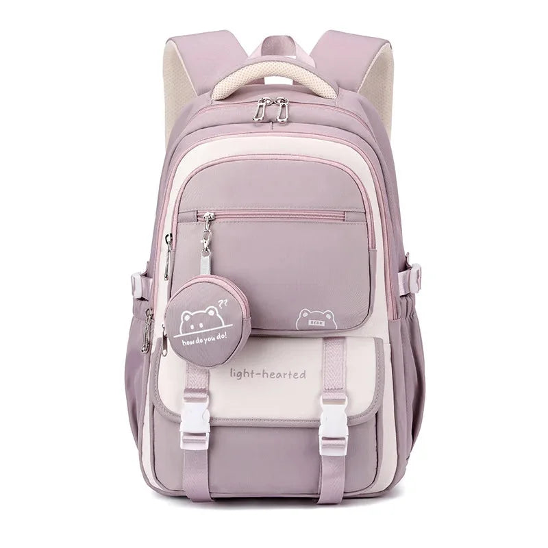 Purple Women's Multi Pocket School Backpack with Coin Purse & Adjustable Straps — Pippa