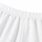 White Women's Off-Shoulder Wide-Leg Jumpsuit with Drawstring Waist & Elastic Cuffs — Tia - Neckline Closeup