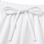 White Women's Off-Shoulder Wide-Leg Jumpsuit with Drawstring Waist & Elastic Cuffs — Tia - Waist Tie Closeup
