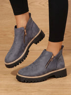Women's Orthopedic Ankle Boots with Side Zipper & Non-Slip Tread - Ankle Crossed Pose