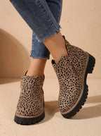 Women's Orthopedic Ankle Boots with Side Zipper & Non-Slip Tread - Print Side Pose