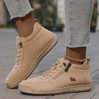 Women's Orthopedic Comfort Shoes with Lace-Up Zipper Ankle Design - Crossed Ankle Stance