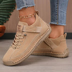 Women's Orthopedic High-Top Sneakers with Adjustable Strap & Cushioned Support - Worn Lifestyle Closeup