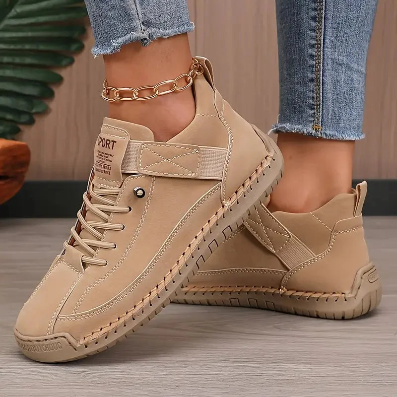 Women's Orthopedic High-Top Sneakers with Adjustable Strap & Cushioned Support - Worn Lifestyle Closeup
