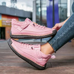 Pink Women's Orthopedic High-Top Sneakers with Adjustable Strap & Cushioned Support