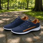 Blue Men's Orthopedic Sneakers with Cushioned Support & Lace-Up Comfort - Side Pair