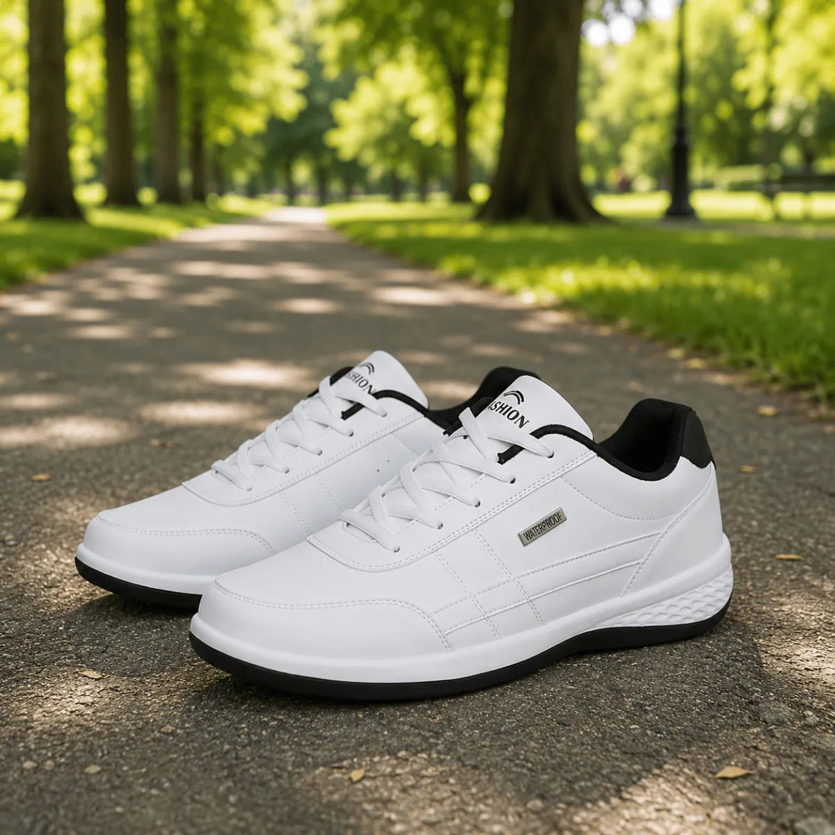 White Men's Orthopedic Sneakers with Cushioned Support & Lace-Up Comfort - Studio Pair