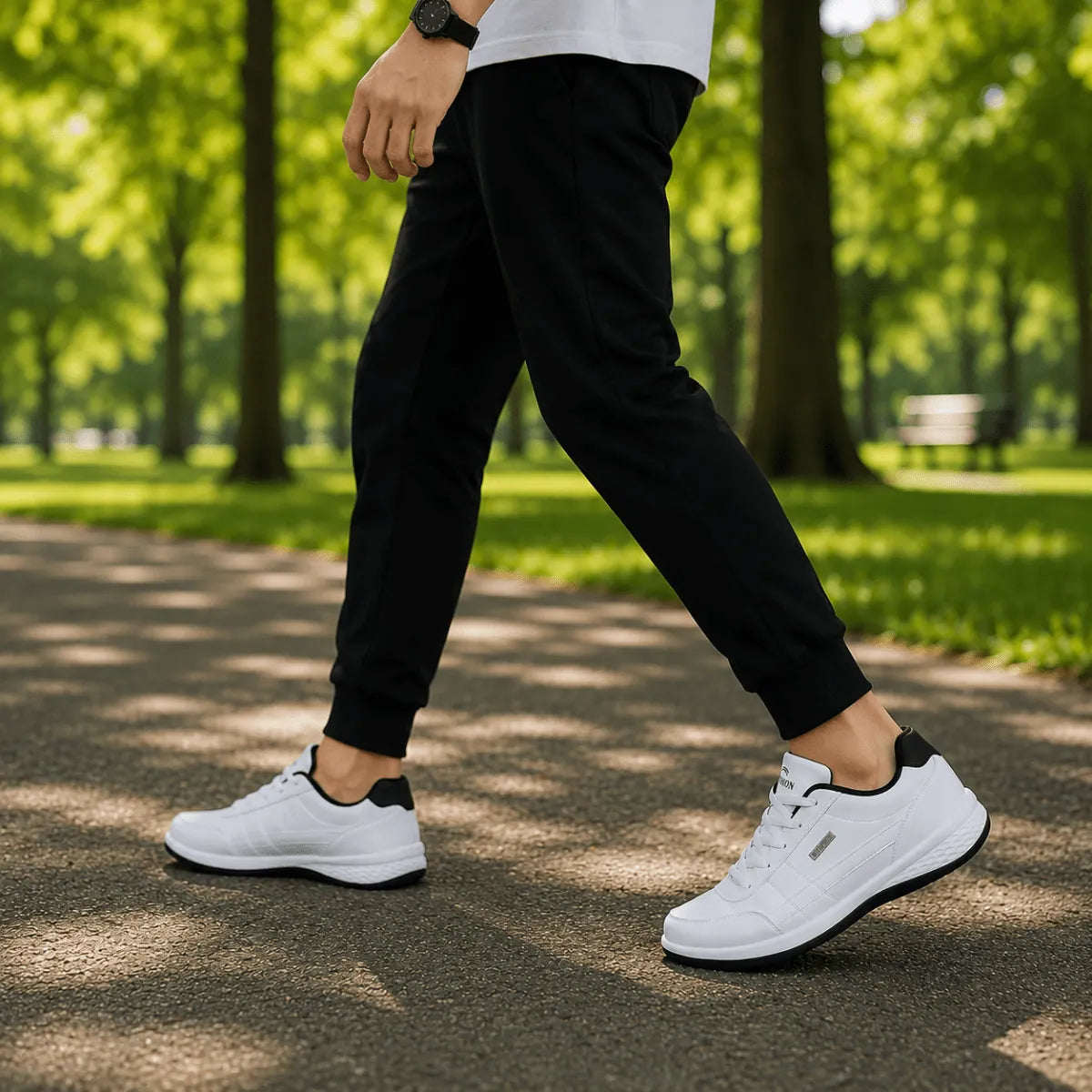 Men's Orthopedic Sneakers with Cushioned Support & Lace-Up Comfort - Worn Walking