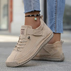 Women's Orthopedic Leather Sneakers with Cushioned Footbed & Lightweight Comfort - Lace Up Detail