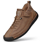 Brown Women's Orthopedic Leather Sneakers with Cushioned Footbed & Lightweight Comfort - Studio Closeup