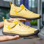 Yellow Women's Orthopedic Leather Sneakers with Cushioned Footbed & Lightweight Comfort - Product Hover