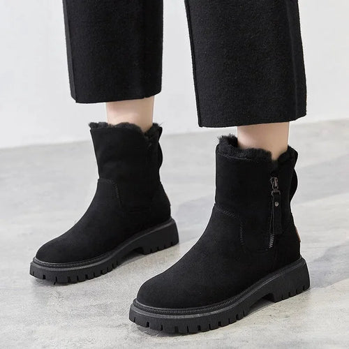 Black Women's Orthopedic Winter Boots with Suede Finish & Wool Lining - Worn Lifestyle