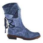 Women's Orthopedic Winter Shoes with Knit Cuff & Lace-Up Detail - Studio Side Profile