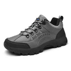 Gray Men's Outdoor Lace-Up Walking Shoes — Finley Synthetic Leather Non-Slip Trail - Studio Side