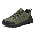 Military Green Men's Outdoor Lace-Up Walking Shoes — Finley Synthetic Leather Non-Slip Trail - Studio Front