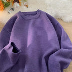 Lilac Women's Oversized Sweater with Crew Neck & Ribbed Cuffs